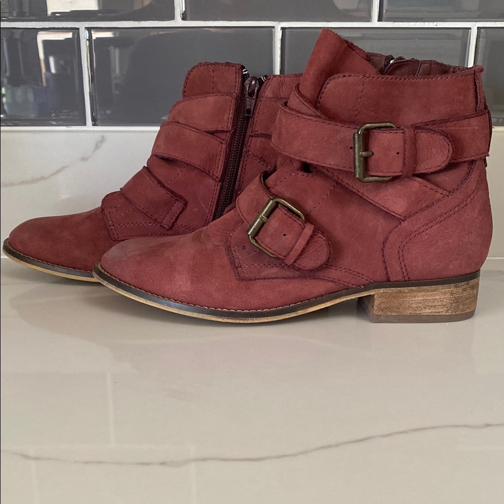 Steve Madden Women's Buckle Ankle Boots - Burgundy.